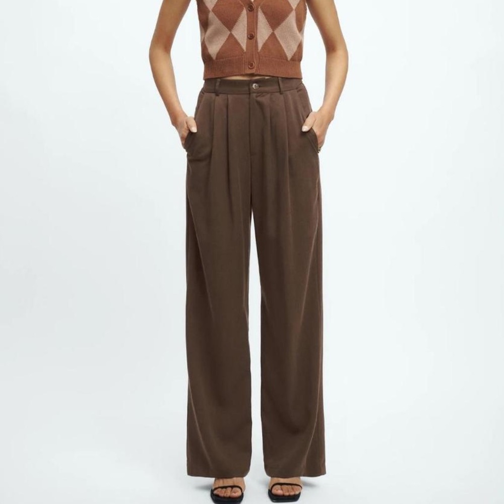 Reformation Brown Wide-Leg Trousers